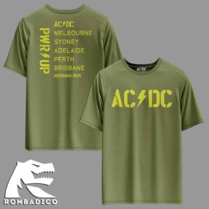 ACDC Logo Australia PWR Up Tour 2025 Cities List Printback Green Unisex T-Shirt