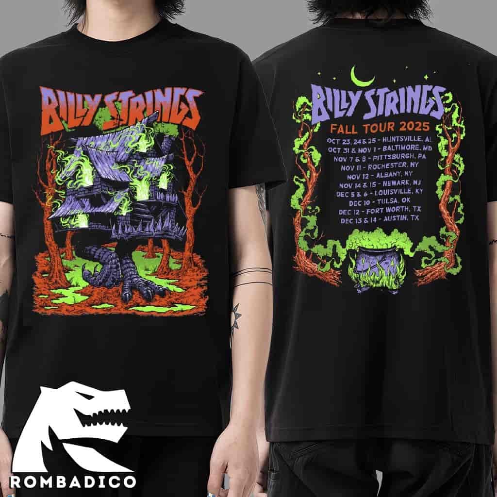 Billy Strings Merch Fall Tour 2025 Witch’s House Long Sleeve Tee With Dates Matt Stikker T-Shirt Billy Strings Merch Fall Tour 2025 Witch’s House Long Sleeve Tee With Dates Matt Stikker T-Shirt