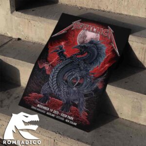 Metallica M72 Auckland New Zealand 2025 Official Poster At Eden Park On November 19 White Dragon Artwork Home Decor Poster Canvas