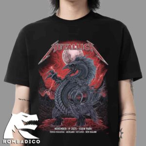 Metallica M72 Auckland New Zealand 2025 Official Poster At Eden Park On November 19 White Dragon Artwork Unisex T-Shirt Merchandise