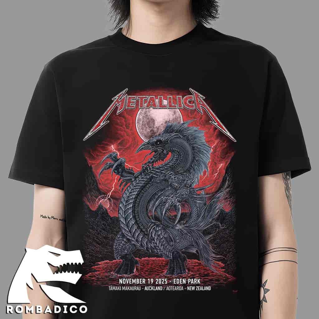 Metallica M72 Auckland New Zealand 2025 Official Poster At Eden Park On November 19 White Dragon Artwork Unisex T-Shirt Merchandise Metallica M72 Auckland New Zealand 2025 Official Poster At Eden Park On November 19 White Dragon Artwork Unisex T-Shirt Merchandise