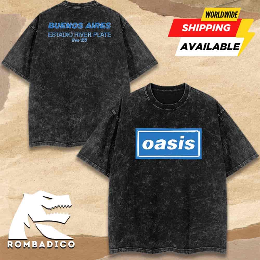 Oasis Buenos Aires Live 25 Tour 2025 Merchandise At River Plate Noviembre 15-16 2025 Washed T-Shirt Oasis Buenos Aires Live 25 Tour 2025 Merchandise At River Plate Noviembre 15-16 2025 Washed T-Shirt
