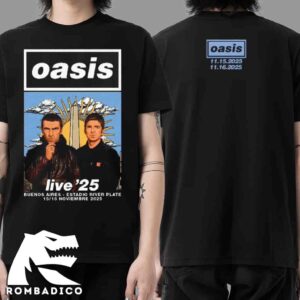 Oasis Buenos Aires Live 25 Tour Merchandise Unisex T-Shirt At River Plate Noviembre 15-16 2025
