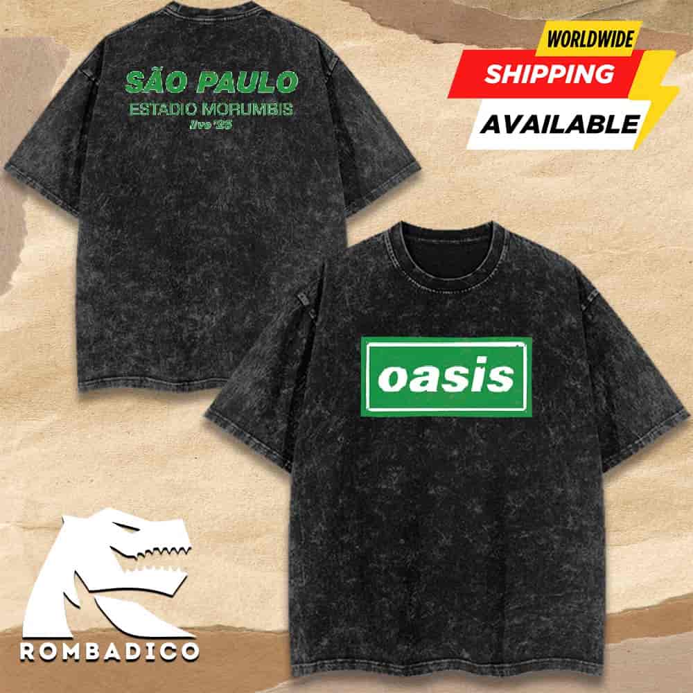 Oasis Sao Paulo Live ’25 Tour Brazil Merch Washed T-Shirt On November 11 2025 At Morumbis Oasis Sao Paulo Live ’25 Tour Brazil Merch Washed T-Shirt On November 11 2025 At Morumbis
